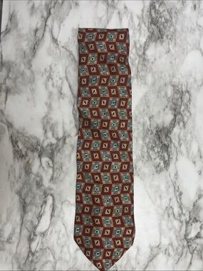 Men's Patterned Burgundy Geometric Silk Tie